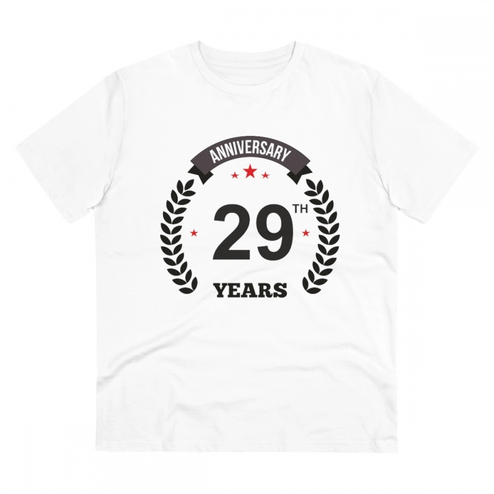 White PC Cotton Men's 29th Anniversary T-Shirt