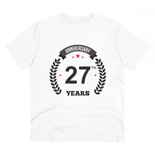 White PC Cotton Men's 27th Anniversary T-Shirt