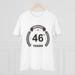 Generic Men's PC Cotton 46th Anniversary Printed T Shirt (Color: White, Thread Count: 180GSM) - Image 3