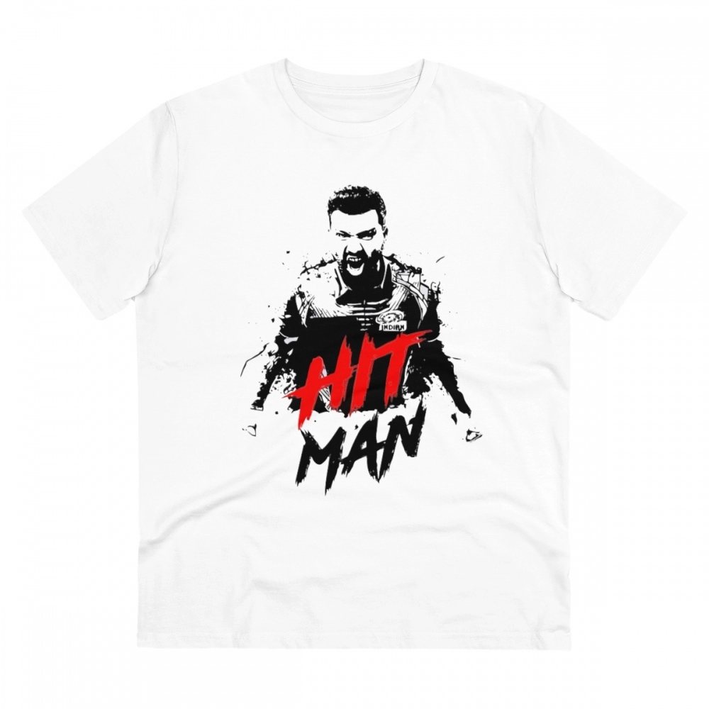 White Men's Printed Cotton T-Shirt