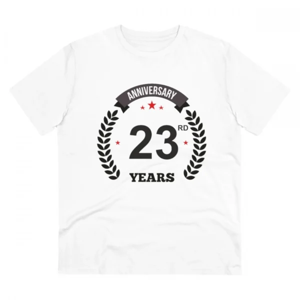 White PC Cotton Men's 23rd Anniversary T-Shirt