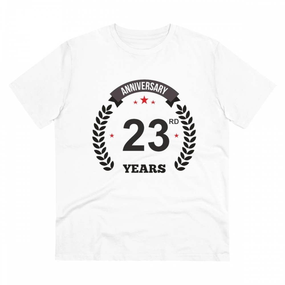 White PC Cotton Men's 23rd Anniversary T-Shirt