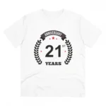 White PC Cotton Men's 21st Anniversary T-Shirt