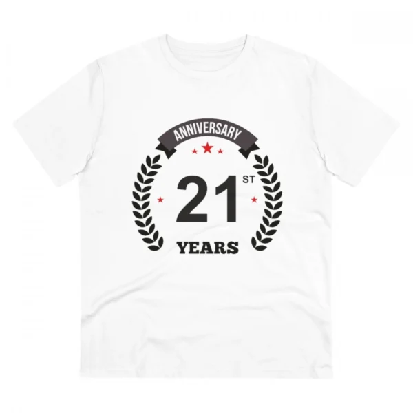 White PC Cotton Men's 21st Anniversary T-Shirt