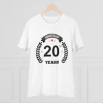 Generic Men's PC Cotton 20th Anniversary Printed T Shirt (Color: White, Thread Count: 180GSM) - Image 3