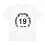 White PC Cotton Men's 19th Anniversary T-Shirt
