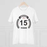 Generic Men's PC Cotton 15th Anniversary Printed T Shirt (Color: White, Thread Count: 180GSM) - Image 3