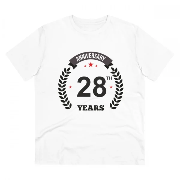 White PC Cotton Men's 28th Anniversary T-Shirt