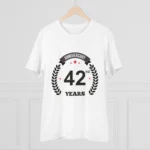 Generic Men's PC Cotton 42nd Anniversary Printed T Shirt (Color: White, Thread Count: 180GSM) - Image 3