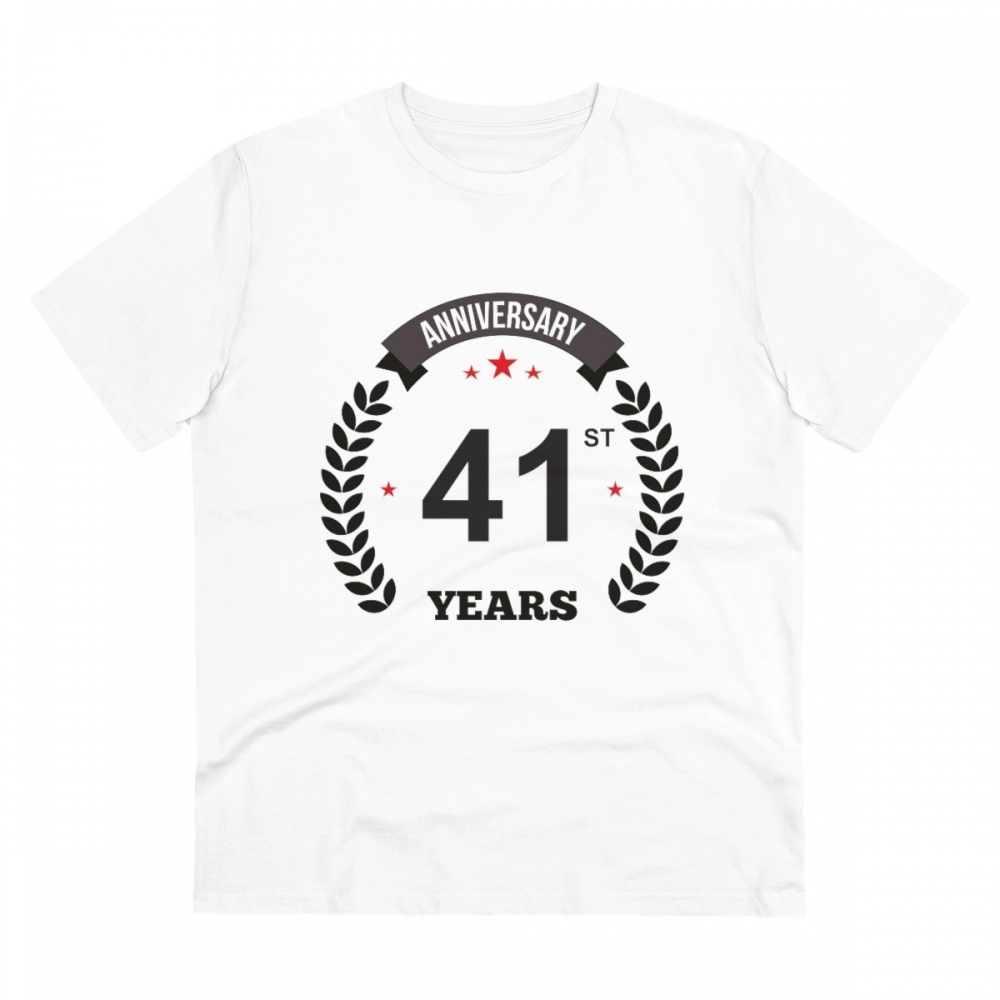 White Men's PC Cotton 41st Anniversary T-Shirt