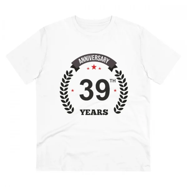 White PC Cotton 39th Anniversary Printed T-Shirt for Men