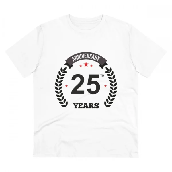 White PC Cotton Men's 25th Anniversary T-Shirt