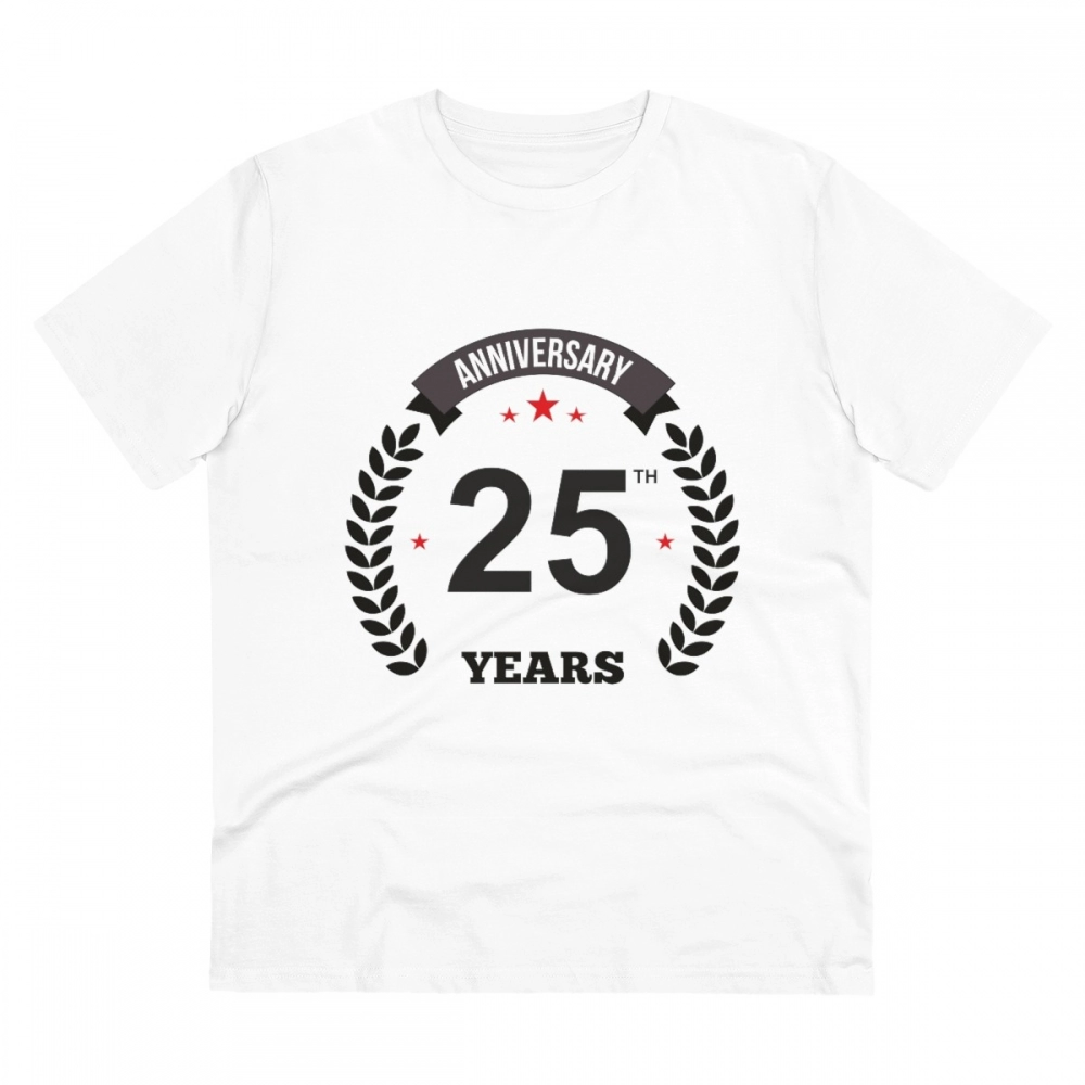 White PC Cotton Men's 25th Anniversary T-Shirt