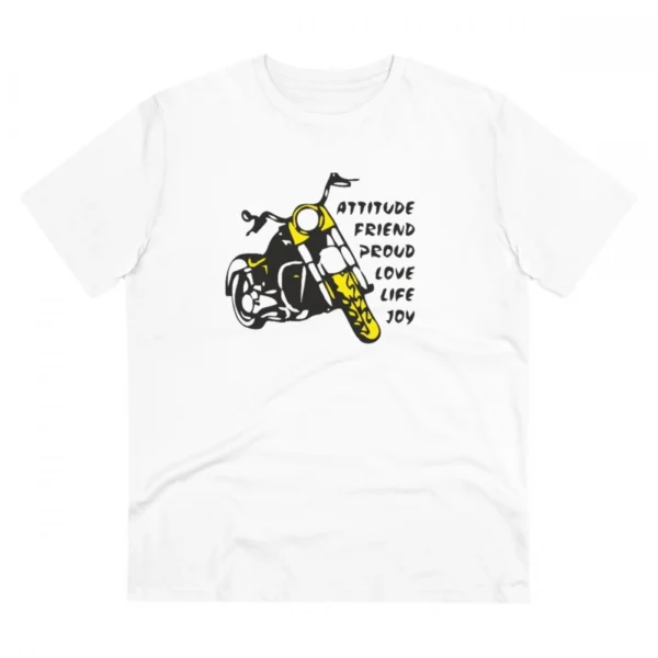 Men's White PC Cotton T-Shirt with Bike Ride Print