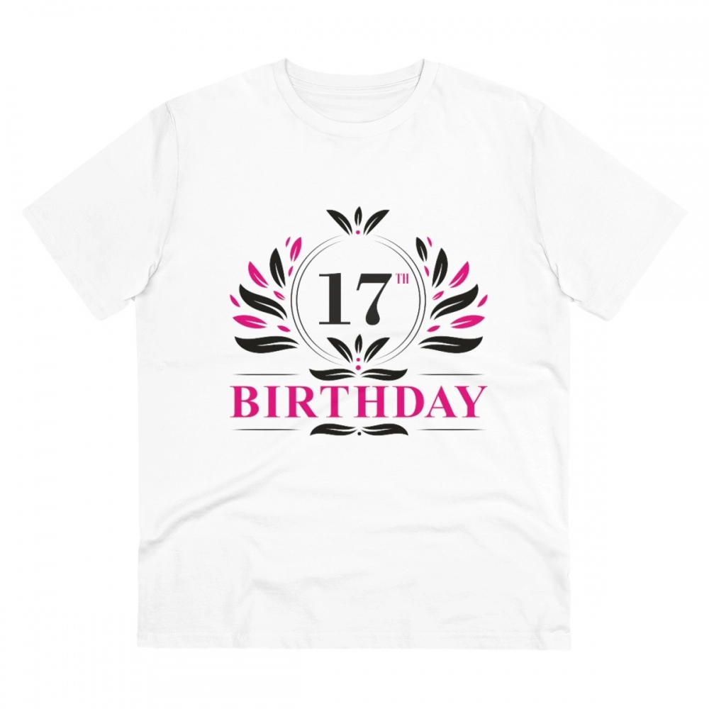 White PC Cotton Men's 17th Birthday Printed T-Shirt