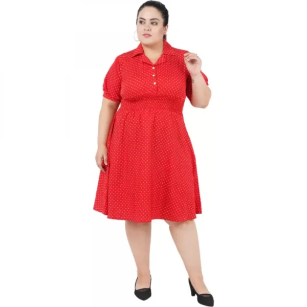 Generic Women's Cinched Waist Red Dress (Color:Red, Material:Poly Crepe)