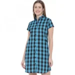 Generic Women's Shirt Light Blue, Black Dress (Color:Light Blue, Material:Pure Cotton)