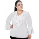 Women's White Bell Sleeve Top