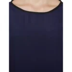 Generic Women's Casual Slit Sleeve Solid Blue Top (Color:Blue, Material:Poly Crepe) - Image 2