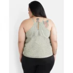 Generic Women's Casual Sleeveless Polka Print Green Top (Color:Grey, Material:Crepe) - Image 3