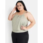 Generic Women's Casual Sleeveless Polka Print Green Top (Color:Grey, Material:Crepe) - Image 4
