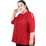 Generic Women's Casual Solid Maroon Top (Color:Maroon, Material:Cotton Linen Blend) - Image 6