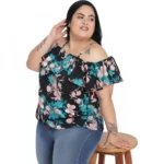 Generic Women's Casual Floral Print Black Top (Color:Black, Material:Polyester) - Image 4