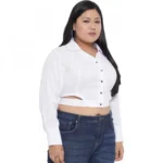 Generic Women's Casual Solid White Top (Color:White, Material:Cotton Linen Blend) - Image 6