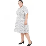 Generic Women's Cinched Waist White Dress (Color:White, Material:Poly Crepe) - Image 4