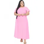 Generic Women's Fit And Flare Pink Dress (Color:Pink, Material:Polyester) - Image 3