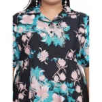 Generic Women's Fit And Flare Green Dress (Color:Multicolor, Material:Polyester) - Image 4