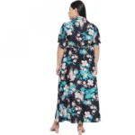 Generic Women's Fit And Flare Green Dress (Color:Multicolor, Material:Polyester) - Image 7