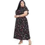 Generic Women's Fit And Flare Black Dress (Color:Black, Material:Polyester) - Image 4