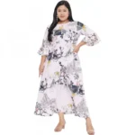 White Fit and Flare Dress 3/4 Sleeve