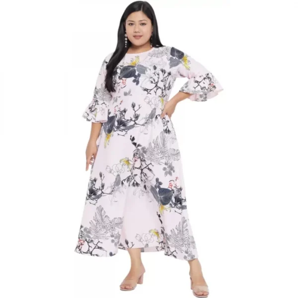 White Fit and Flare Dress 3/4 Sleeve