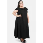 Generic Women's Fit And Flare Black Dress (Color:Black, Material:Polyester) - Image 2
