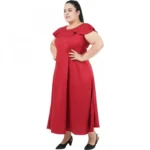 Generic Women's Fit And Flare Maroon Dress (Color:Maroon, Material:Polyester) - Image 4