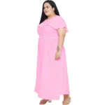 Generic Women's Fit And Flare Pink Dress (Color:Pink, Material:Polyester) - Image 5