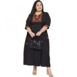 Generic Women's Fit And Flare Black Dress (Color:Black, Material:Polyester) - Image 3