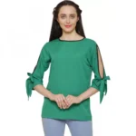 Green Poly Crepe Plus Size Top