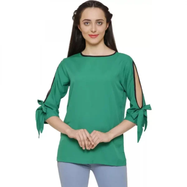 Green Poly Crepe Plus Size Top