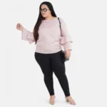 Generic Women's Casual Flute Sleeve Printed Pink Top (Color:Pink, Material:Crepe) - Image 2