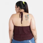 Generic Women's Casual Shoulder Strap Solid Maroon Top (Color:Maroon, Material:Poly Crepe) - Image 3