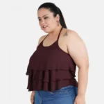 Generic Women's Casual Shoulder Strap Solid Maroon Top (Color:Maroon, Material:Poly Crepe) - Image 5