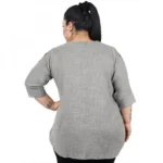 Generic Women's Casual Solid Grey Top (Color:Grey, Material:Cotton Linen Blend) - Image 3