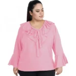 Women's Pink Bell Sleeve Top