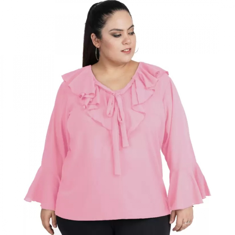 Women's Pink Bell Sleeve Top