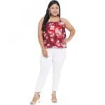 Generic Women's Casual Floral Print Red Top (Color:Red, Material:Polyester) - Image 2