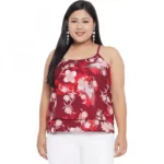 Women's Red Floral Print Top