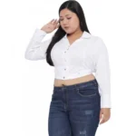 Generic Women's Casual Solid White Top (Color:White, Material:Cotton Linen Blend) - Image 4